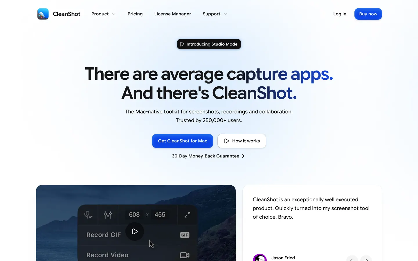 CleanShot X's website