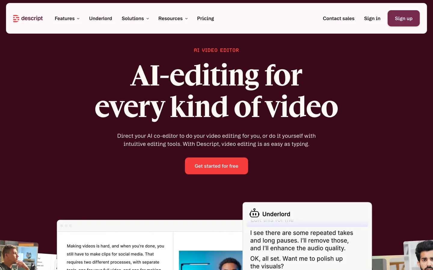 Descript's website