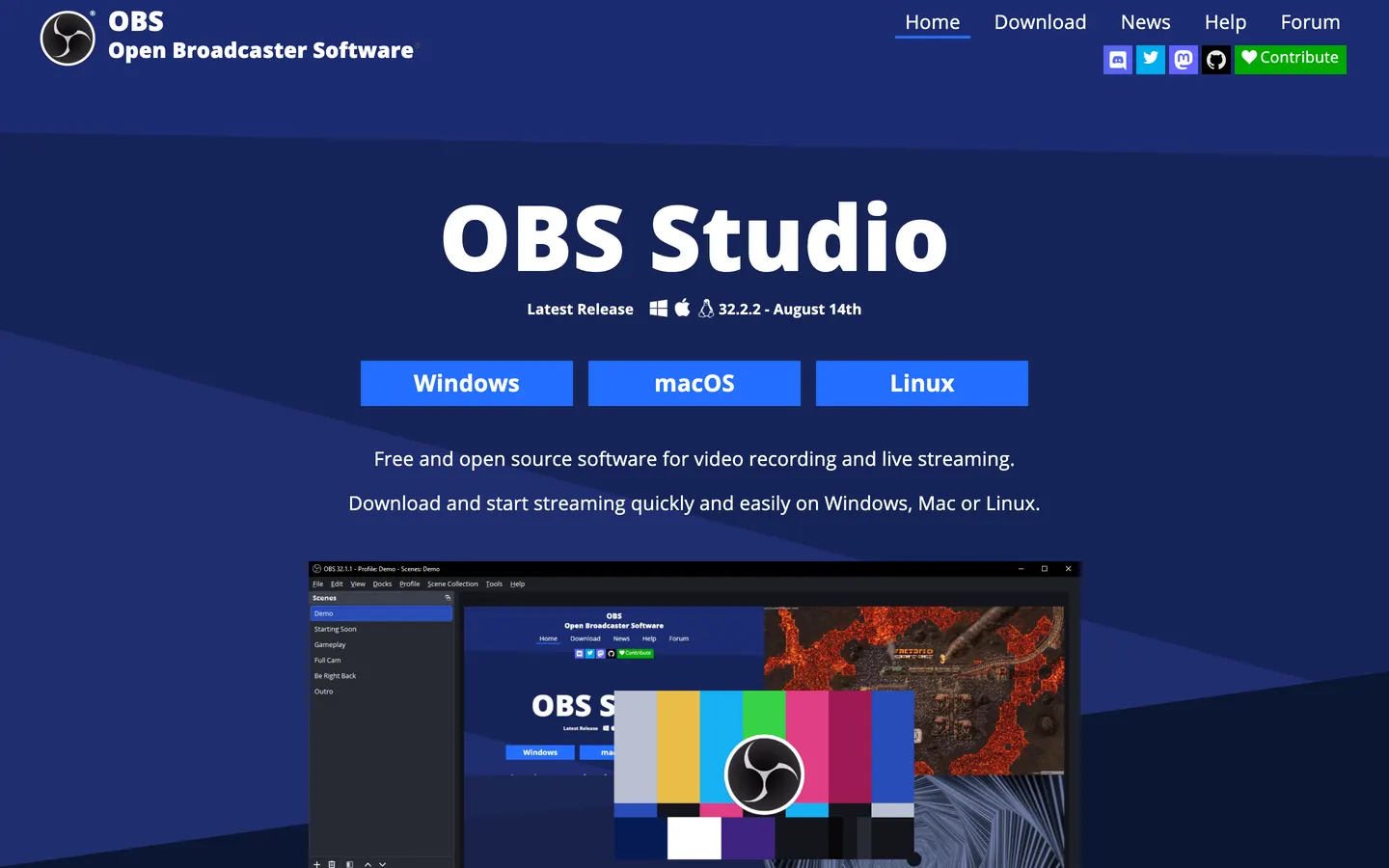 OBS Studio's website