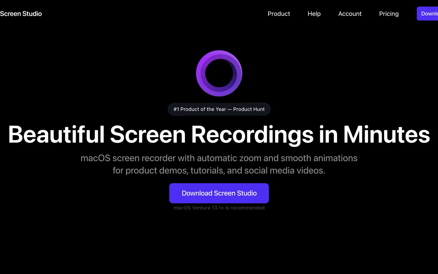 Screen Studio's website