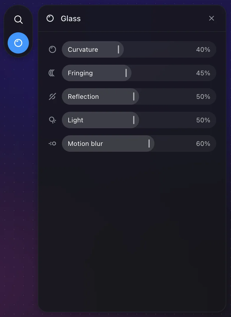 The Glass tab: curvature, fringing and reflection