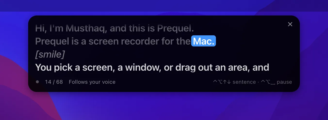 The island on a display with no notch: a rounded panel just under the menu bar