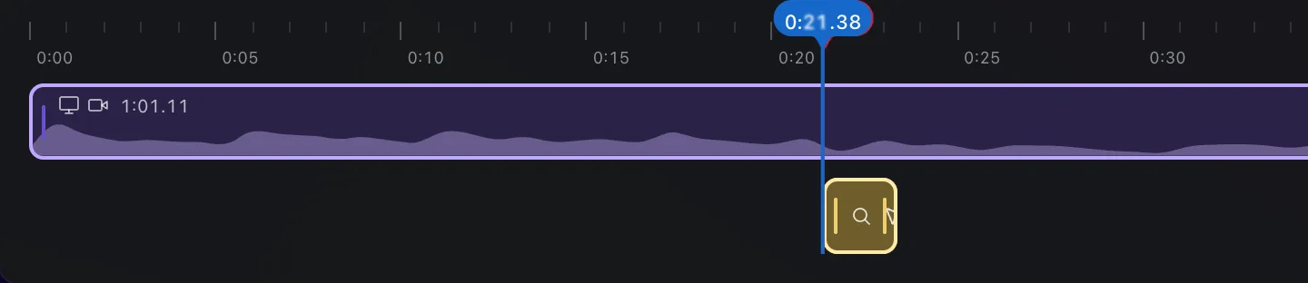 The timeline with a zoom selected in the zoom row